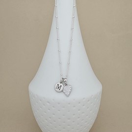 Personalised Silver Ball Chain Necklace with CZ Heart Personalised Silver Ball Chain Necklace with CZ Heart