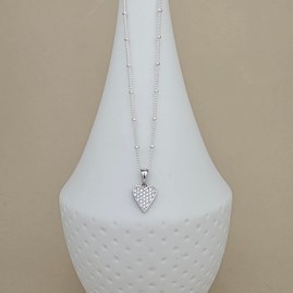 Personalised Silver Ball Chain Necklace with CZ Heart Personalised Silver Ball Chain Necklace with CZ Heart