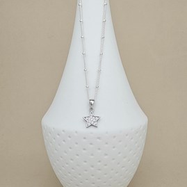 Personalised Silver Ball Chain Necklace with CZ Star Personalised Silver Ball Chain Necklace with CZ Star