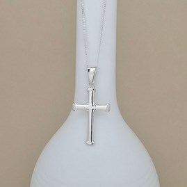 Personalised Silver Large Christening Cross Necklace Personalised Silver Large Christening Cross Necklace