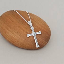 Personalised Silver Large Confirmation Cross Necklace