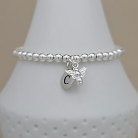 Personalised Sterling Silver Bee Charm Bracelet Personalised Sterling Silver Bee Charm Bracelet