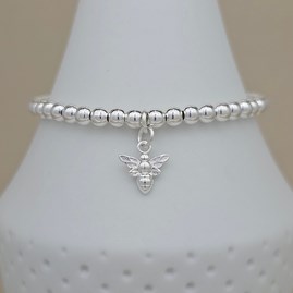 Personalised Sterling Silver Bee Charm Bracelet Personalised Sterling Silver Bee Charm Bracelet