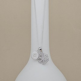 Personalised Sterling Silver Christmas CZ Snowflake Necklace