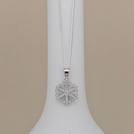 Personalised Sterling Silver Christmas CZ Snowflake Necklace