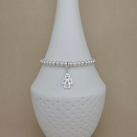 Personalised Sterling Silver Cut Out Angel Charm Bracelet Personalised Sterling Silver Cut Out Angel Charm Bracelet