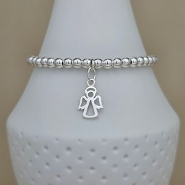 Personalised Sterling Silver Cut Out Angel Charm Bracelet Personalised Sterling Silver Cut Out Angel Charm Bracelet