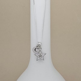 Personalised Sterling Silver CZ Star Charm Necklace Personalised Sterling Silver CZ Star Charm Necklace