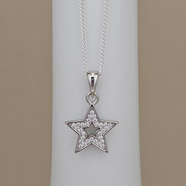 Personalised Sterling Silver CZ Star Charm Necklace Personalised Sterling Silver CZ Star Charm Necklace