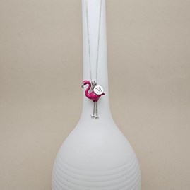Personalised Sterling Silver Enamel Flamingo Necklace Personalised Sterling Silver Enamel Flamingo Necklace