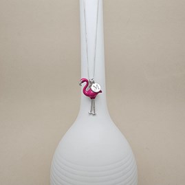 Personalised Sterling Silver Enamel Flamingo Necklace