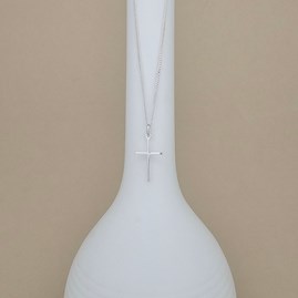 Personalised Sterling Silver Slim Cross Necklace Personalised Sterling Silver Slim Cross Necklace