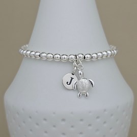 Personalised Sterling Silver Turtle Charm Bracelet Personalised Sterling Silver Turtle Charm Bracelet