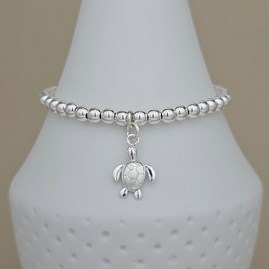 Personalised Sterling Silver Turtle Charm Bracelet Personalised Sterling Silver Turtle Charm Bracelet