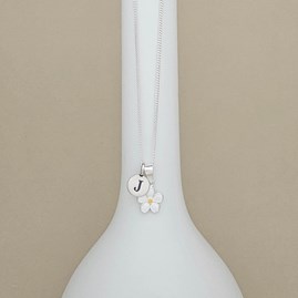 Personalised Sterling Silver White Enamel Flower Necklace Personalised Sterling Silver White Enamel Flower Necklace