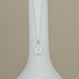Personalised Sterling Silver White Enamel Flower Necklace Personalised Sterling Silver White Enamel Flower Necklace