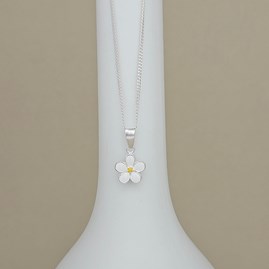 Personalised Sterling Silver White Enamel Flower Necklace