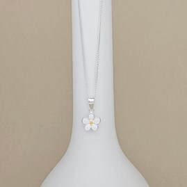 Personalised Sterling Silver White Enamel Flower Necklace Personalised Sterling Silver White Enamel Flower Necklace