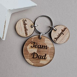 Personalised 'Team Dad' Wooden Football Keyring Personalised 'Team Dad' Wooden Football Keyring