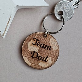 Personalised 'Team Dad' Wooden Football Keyring Personalised 'Team Dad' Wooden Football Keyring
