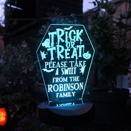 Personalised Trick or Treat Halloween Solar Light Personalised Trick or Treat Halloween Solar Light