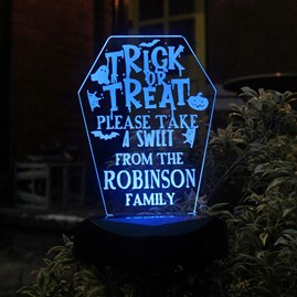 Personalised Trick or Treat Halloween Solar Light Personalised Trick or Treat Halloween Solar Light