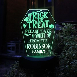 Personalised Trick or Treat Halloween Solar Light Personalised Trick or Treat Halloween Solar Light