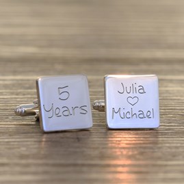 Personalised 'Years'  Anniversary Silver Cufflinks