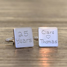 Personalised 'Years'  Anniversary Silver Cufflinks
