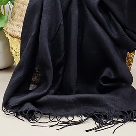 Plain Lightweight Tassel Scarf in Black Plain Lightweight Tassel Scarf in Black