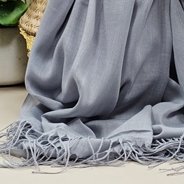 Plain Lightweight Tassel Scarf in Grey Plain Lightweight Tassel Scarf in Grey