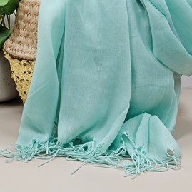 Plain Lightweight Tassel Scarf in Mint Green Plain Lightweight Tassel Scarf in Mint Green