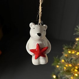 Polar Bear With Star Hanging Christmas Decoration Polar Bear With Star Hanging Christmas Decoration