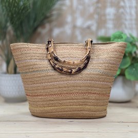 Rattan Multicolour Detail Shopper Bag