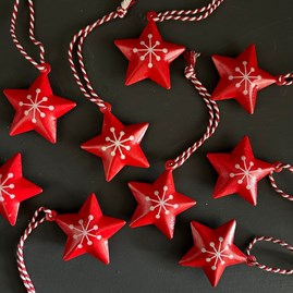 Red Metal Star Hanging Decoration