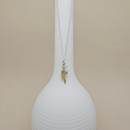 Rhodium and Gold Plated Woodpecker Charm Necklace Rhodium and Gold Plated Woodpecker Charm Necklace