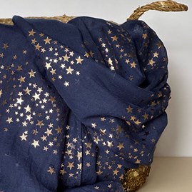 Rose Gold Galaxy Stars Scarf in Navy Blue Rose Gold Galaxy Stars Scarf in Navy Blue