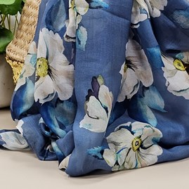 Roses Scarf in Denim Blue Roses Scarf in Denim Blue