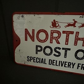 Rustic Metal 'North Pole Post Office' Christmas Sign Rustic Metal 'North Pole Post Office' Christmas Sign