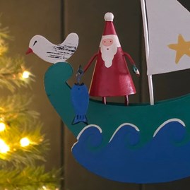 Santa on the High Seas Hanging Christmas Decoration
