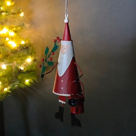 Santa with Watering Can Hanging Christmas Decoration