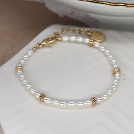 Seed Pearl and Faux Gold Spacer Bead Bracelet Seed Pearl and Faux Gold Spacer Bead Bracelet