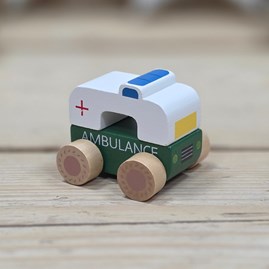 Set of 3 Wooden First Toy Emergency Vehicles Set of 3 Wooden First Toy Emergency Vehicles