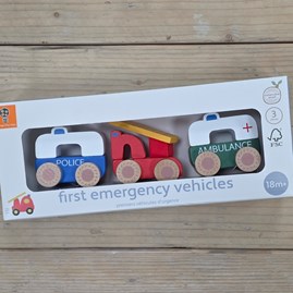 Set of 3 Wooden First Toy Emergency Vehicles Set of 3 Wooden First Toy Emergency Vehicles