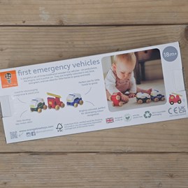 Set of 3 Wooden First Toy Emergency Vehicles Set of 3 Wooden First Toy Emergency Vehicles