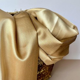 Silky Beige and Gold Border Reversible Scarf