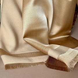 Silky Beige and Gold Border Reversible Scarf