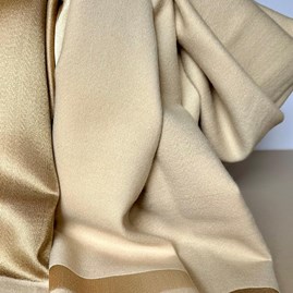 Silky Beige and Gold Border Reversible Scarf