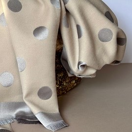 Silky Beige and Silver Spot Reversible Scarf