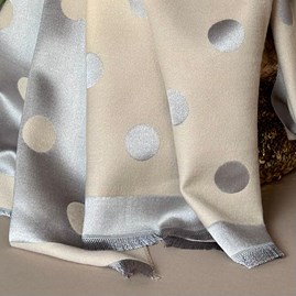 Silky Beige and Silver Spot Reversible Scarf
